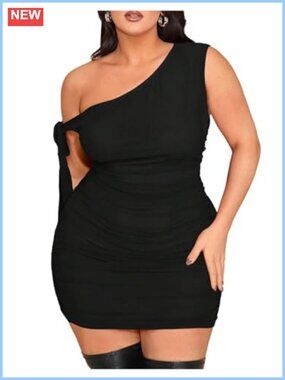 Plus Size Off Shoulder Bodycon Mini Dress Tie Knot Ruched Party Night Out